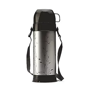 Milton Eiffel 1000 Vacuum Insulated Thermos Flask with Strap to Carry, 910 ml, 24 Hours Hot & Cold Water Bottle for Office, Hiking, Trekking, Travel, Black