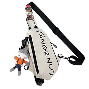YUISI ​​Crossbody Bag​​ for Men Women, Waterproof Unisex Sling Bag with Adjustable Straps, Cartoon Charm Design with Badges, Lightweight Durable for Commuting, Cycling, Outdoor Travel&Daily Use