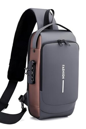 TS WITH TECHSUN Waterproof Polyester Slim Unisex Crossbody Sling Bag Chest Backpack Men's Shoulder Bag, Leisure Travel Handbag, Hard Shell Anti-Theft Chest Bag