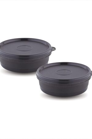 Attro Set of 2 Micron Stainless Steel Double Wall Storage Containers Airtight & Leak Proof Containers for Office Use, School, Picnic, 270 Ml - Black