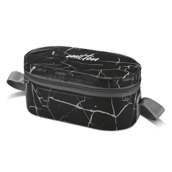 MILTON Executive Lunch Box, 2 Inner Steel Round Containers 280ml Each and 1 Microwave Safe Oval Plastic Container, 450ml with Insulated Bag, Office Tiffin, Leakproof, Easy to Carry, Black