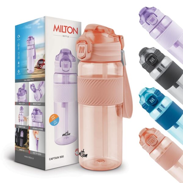 Milton Captain Unbreakable Plastic Water Bottle 850 ml – Sip Plus Gulp, BPA-Free & Leak-Proof, with Hand Strap, Ideal for Gym Workouts, Outdoor...