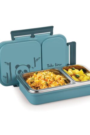 ATTRO Legacy 2 Insulated Lunch Box with Two Compartment BPA Free, Food Grade Ideal for School, Picnic, Office & Outdoor - 600ml Blue, Stainless Steel